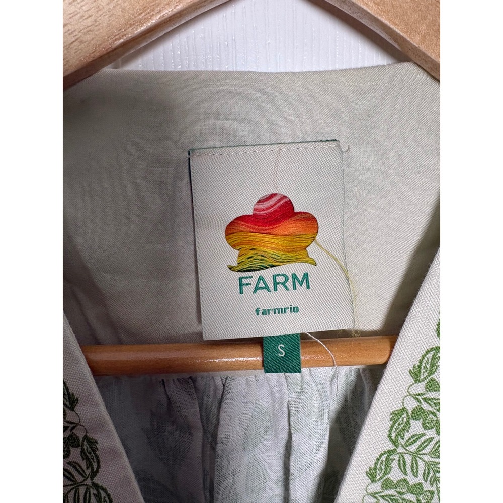 Farm Rio Green White Floral Embroidered Linen Miranda Romper Small - Picture 6 of 7